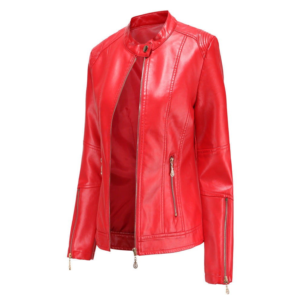 Veste Courte Col Montant en Similicuir – Coupe Structurée & Finition Premium