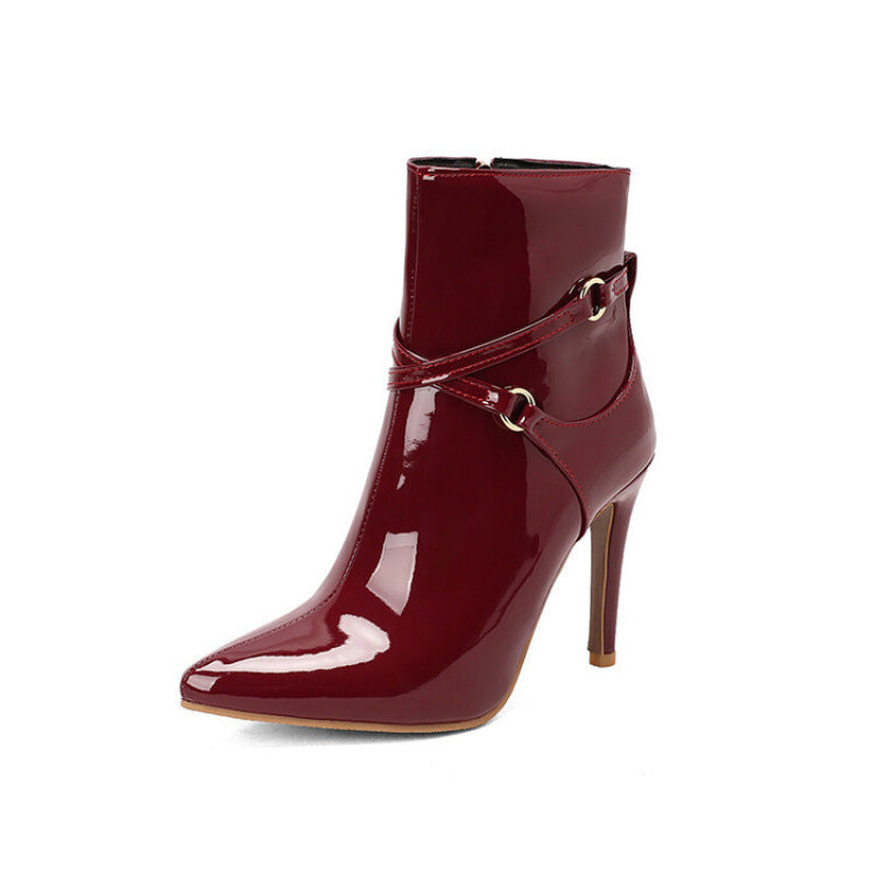 Bottines Grande Taille Stiletto Bout Pointu Zip — Fourrées