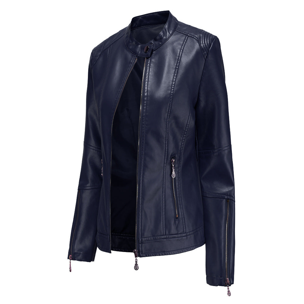 Veste Courte Col Montant en Similicuir – Coupe Structurée & Finition Premium
