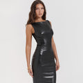 Robe Longue PU Cuir Asymétrique — Style Punk Dark