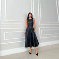 Robe Simili Cuir Sans Manches – Coupe Loose Fermeture Zip