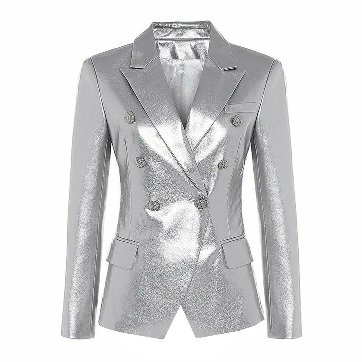 Veste Costume en Similicuir – Coupe Slim & Fourrure Artificielle