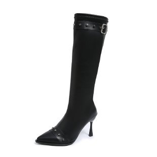 Bottes Stiletto à Rivets et Boucle — Stretch