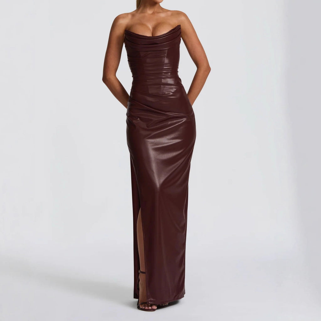 Robe Longue Dos Noué avec Fente Latérale