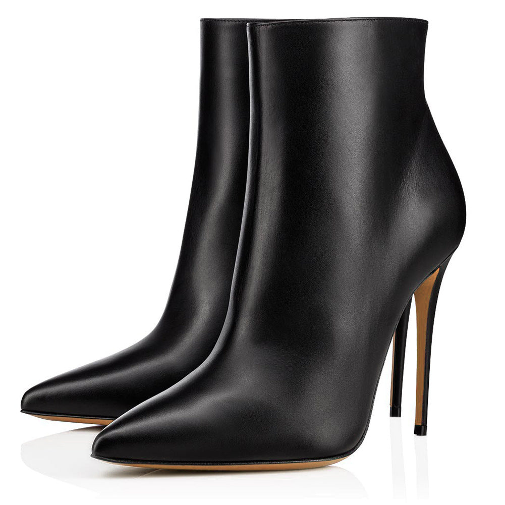 Bottines Stiletto Bout Pointu Grande Taille — Noir & Blanc