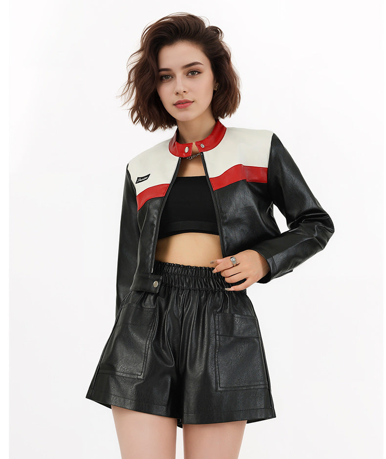 Veste Moto Patchwork Bicolore — Style Pilote