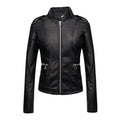 Veste PU Cuir Slim-fit — Détail Trois Liserés Style Moto