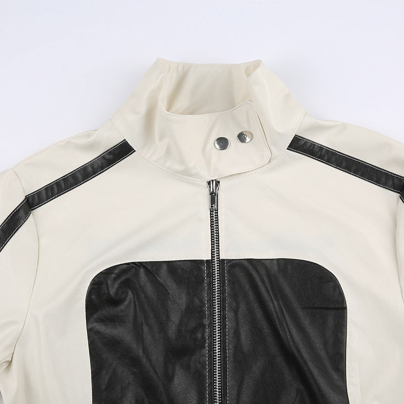 Veste Similicuir Patchwork Bicolore – Coupe Slim & Style Urbain