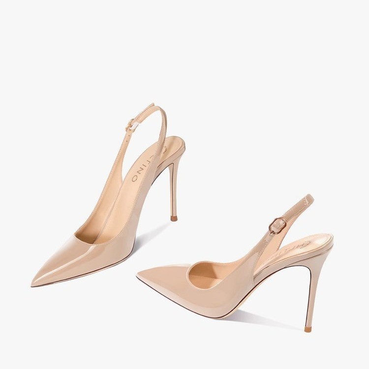 Sandales Talon Haut Bride Cheville Ajourée — Nude