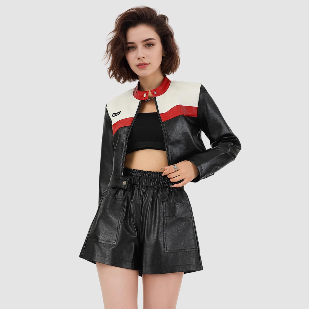 Veste Moto Patchwork Bicolore — Style Pilote