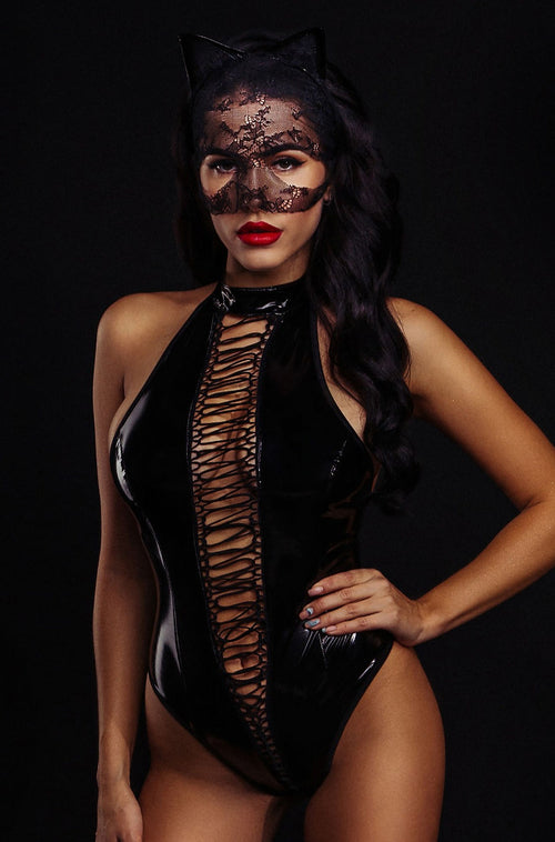 Bodysuit PVC Noir – Seconde Peau Brillante & Coupe Bodycon