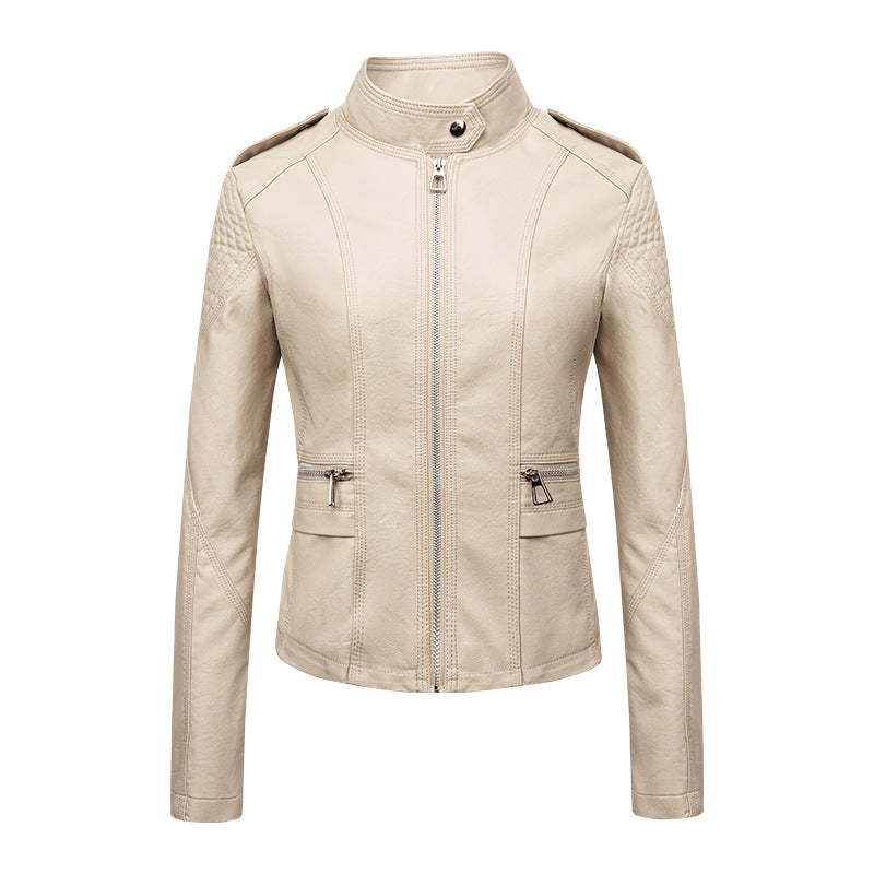 Veste PU Cuir Slim-fit — Détail Trois Liserés Style Moto
