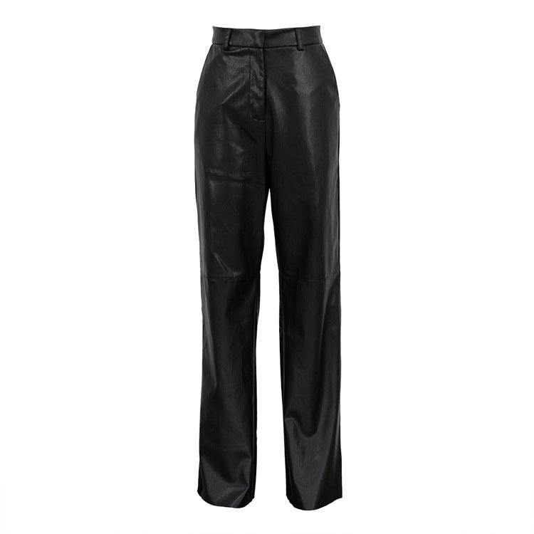 Pantalon PU Cuir Jambe Large — Slim Fit & Style Casual Chic