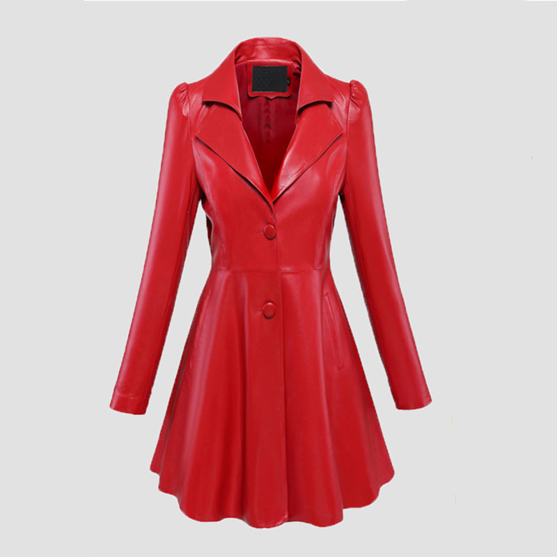 Trench Long Oversize Grande Taille – Manteau Cuir PU Femme