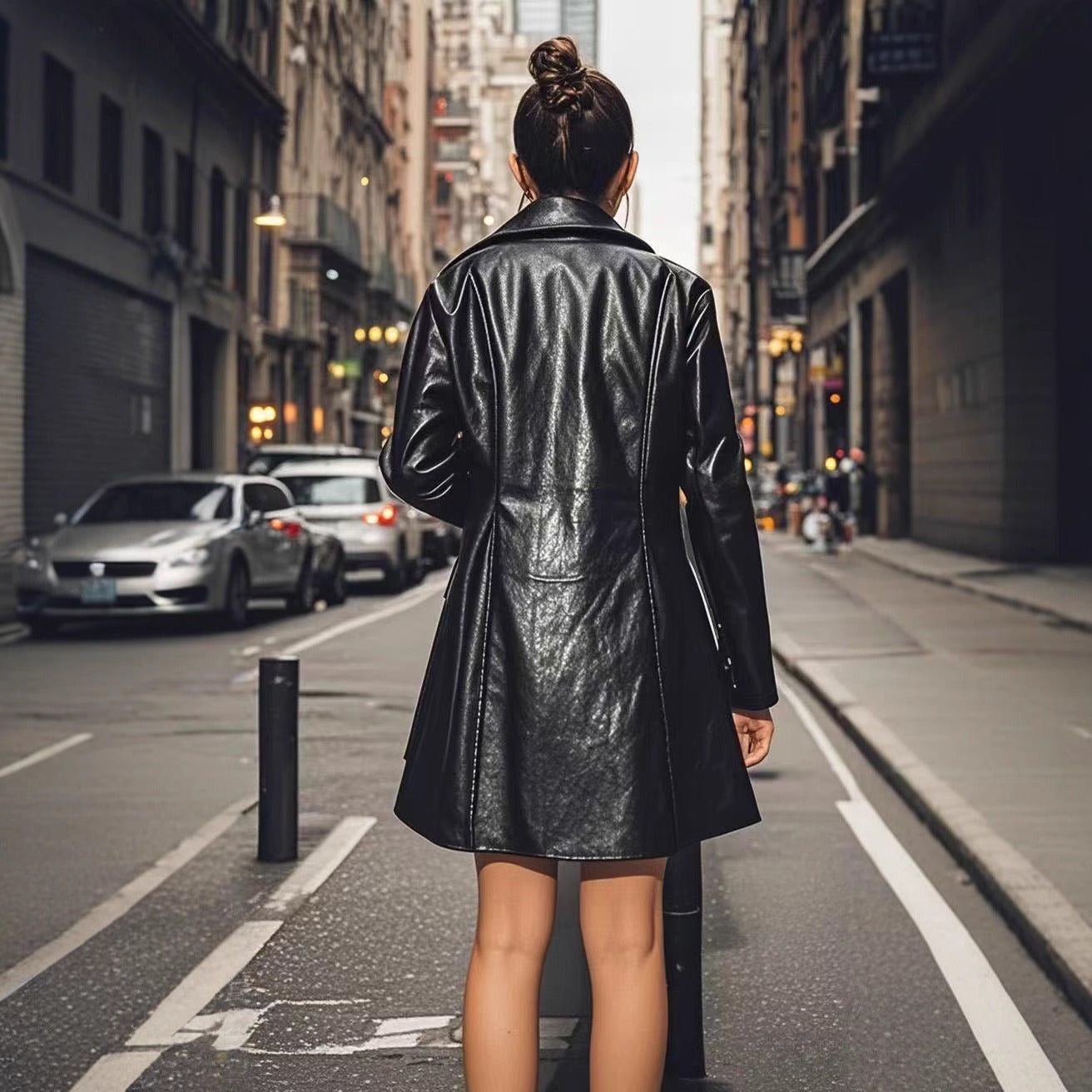 Manteau Mi-long PU Cuir — Casual Fashion & Coupe Ajustée