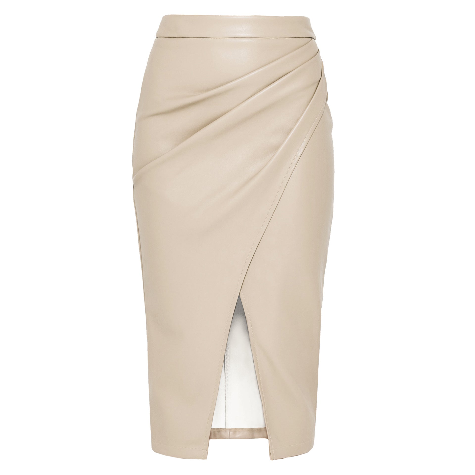 Jupe Simili Cuir Taille Haute Plissée – Fermeture Zip & Coupe Moulante