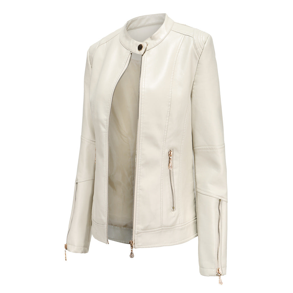 Veste Courte Col Montant en Similicuir – Coupe Structurée & Finition Premium