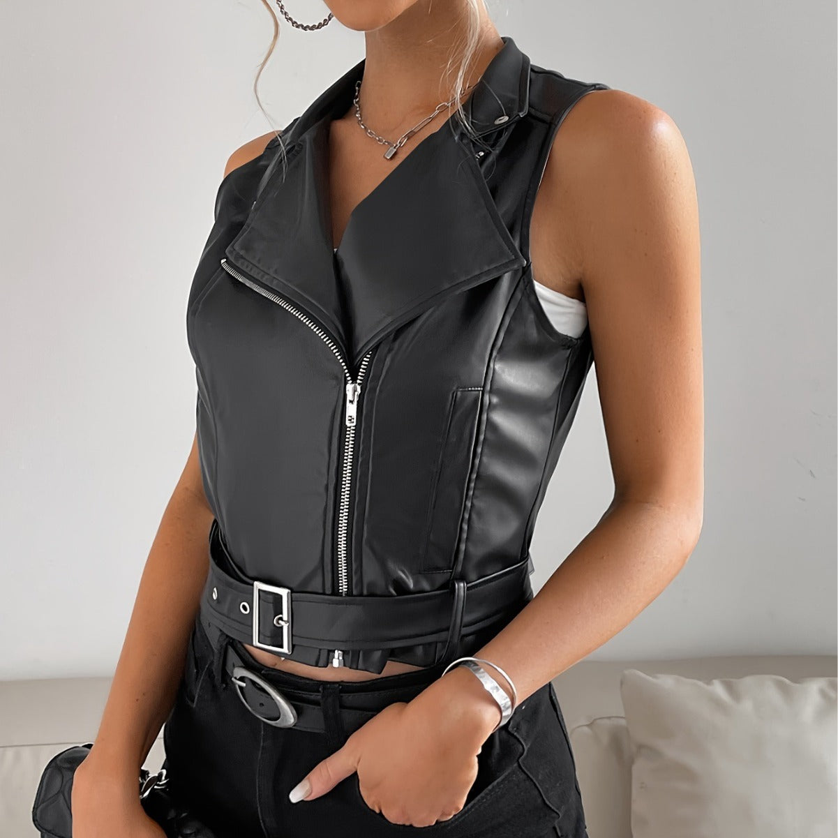 Veste Simili Cuir Casual Polyvalente – Coupe Slim & Style Urbain
