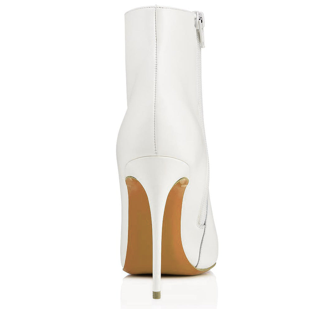 Bottines Stiletto Bout Pointu Grande Taille — Noir & Blanc