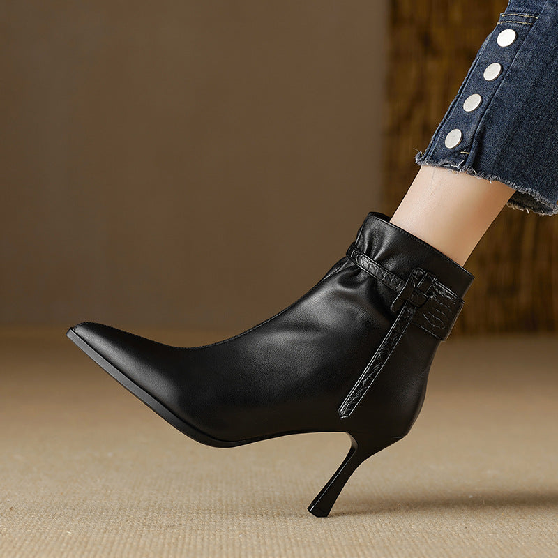 Bottines Stiletto Bout Pointu — Style Martin Minimaliste