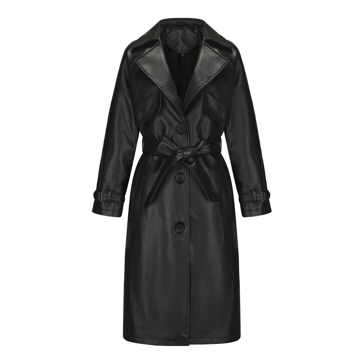 Trench Long Loose Élégant – Veste Simili Cuir PU Femme Printemps-Automne