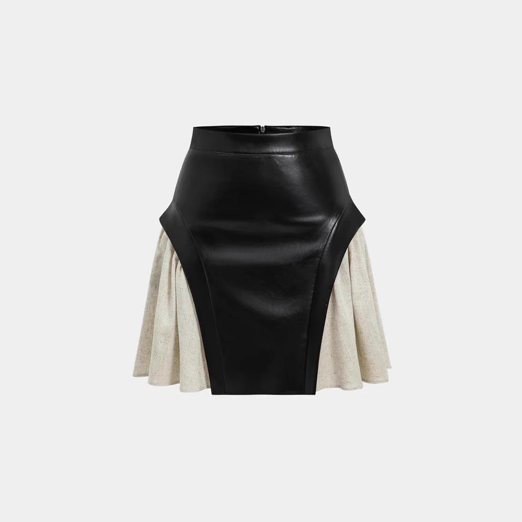 Jupe Taille Haute en Similicuir Surpiqû – Coupe Moulante & Finition Soignée
