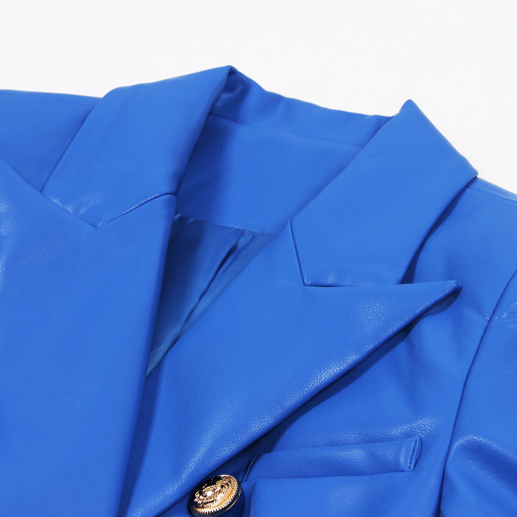 Veste Costume en Similicuir – Coupe Slim & Fourrure Artificielle