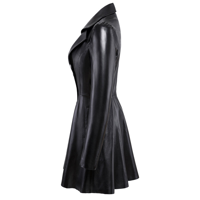 Trench Long Oversize Grande Taille – Manteau Cuir PU Femme