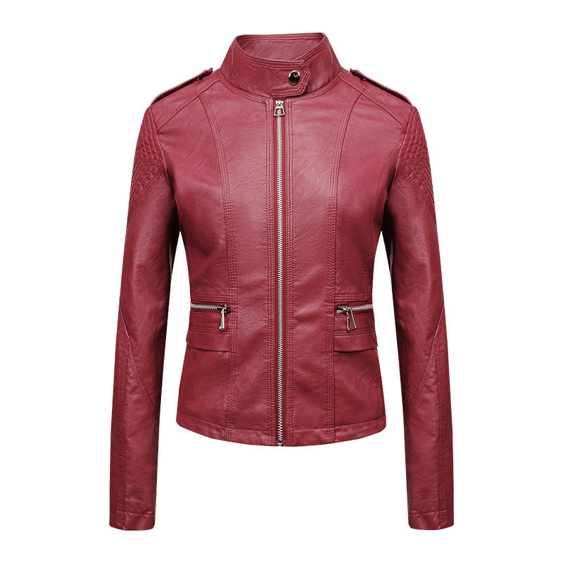 Veste PU Cuir Slim-fit — Détail Trois Liserés Style Moto