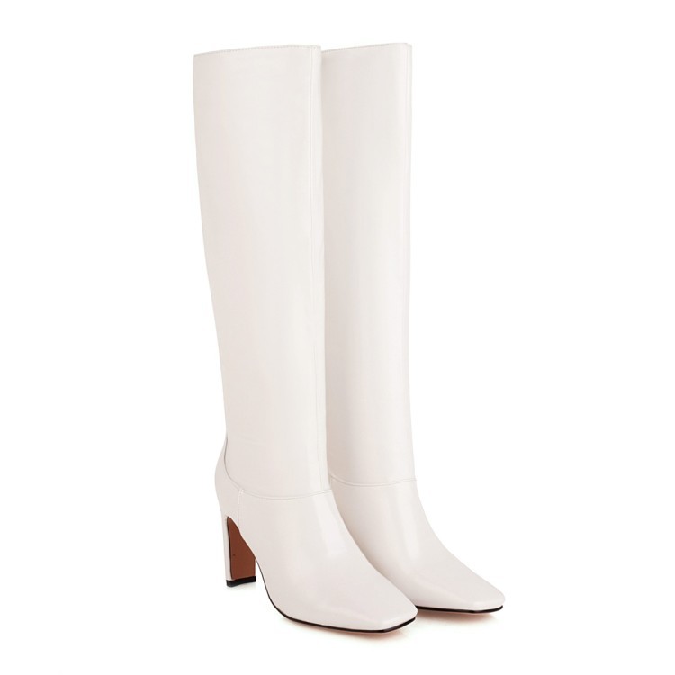 Bottes Grande Taille Talon Bloc Sous Le Genou — Multicolore