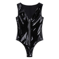 Bodysuit PU Leather Wetlook — Harness Noir Zipper Frontal