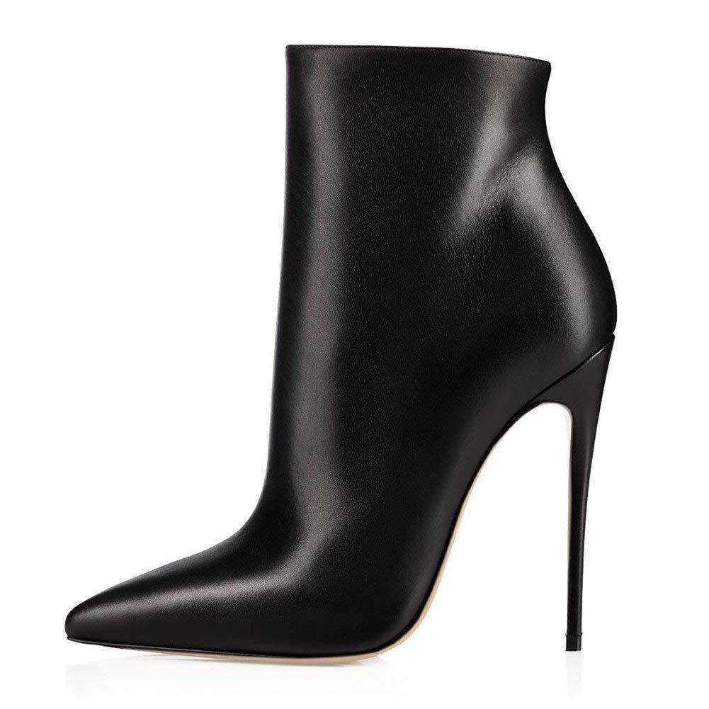 Bottines Stiletto Bout Pointu Grande Taille — Noir & Blanc